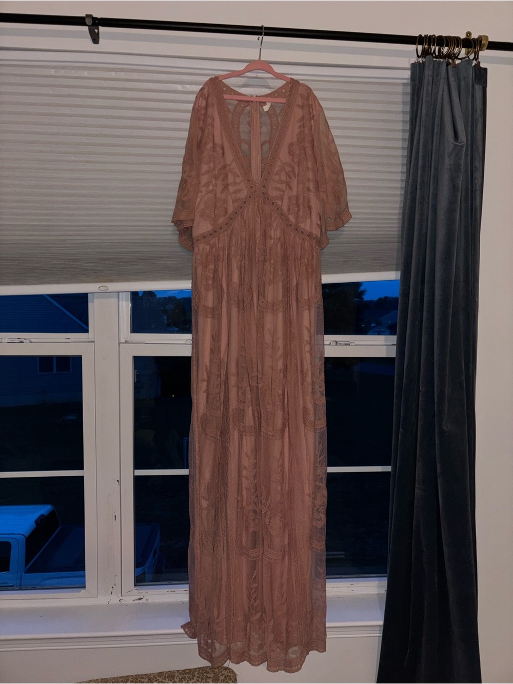 PinkBlush Women's Dusty Rose Lace Maxi Dress Maternity Dress
